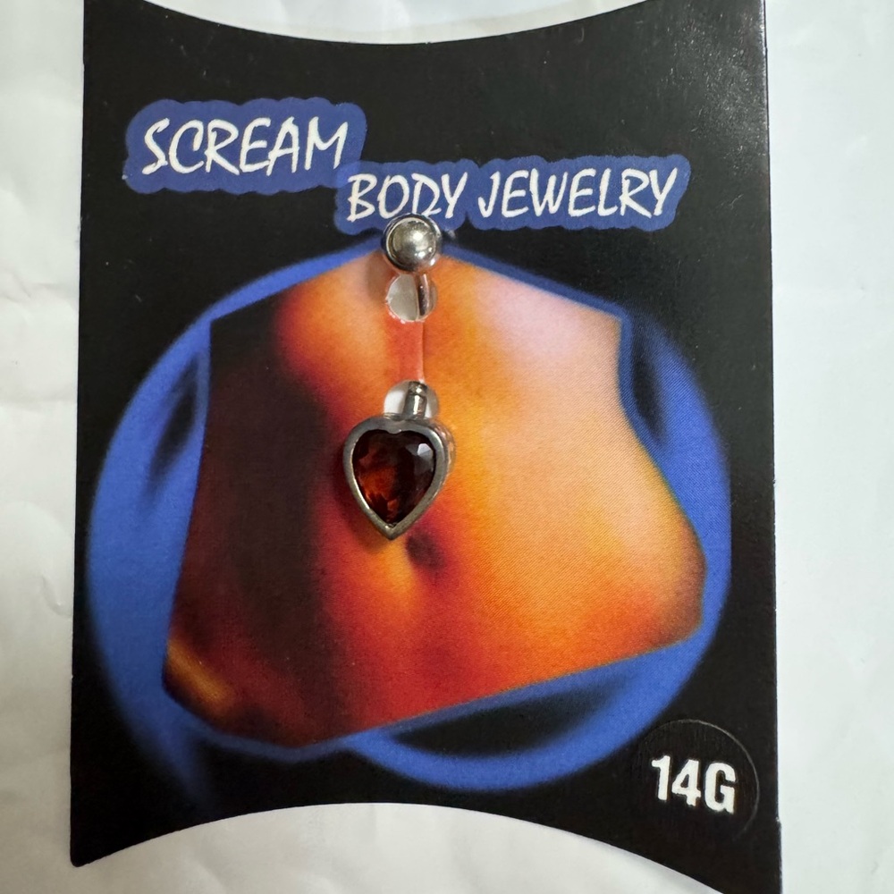 Heart Belly Ring - Silver and Brown